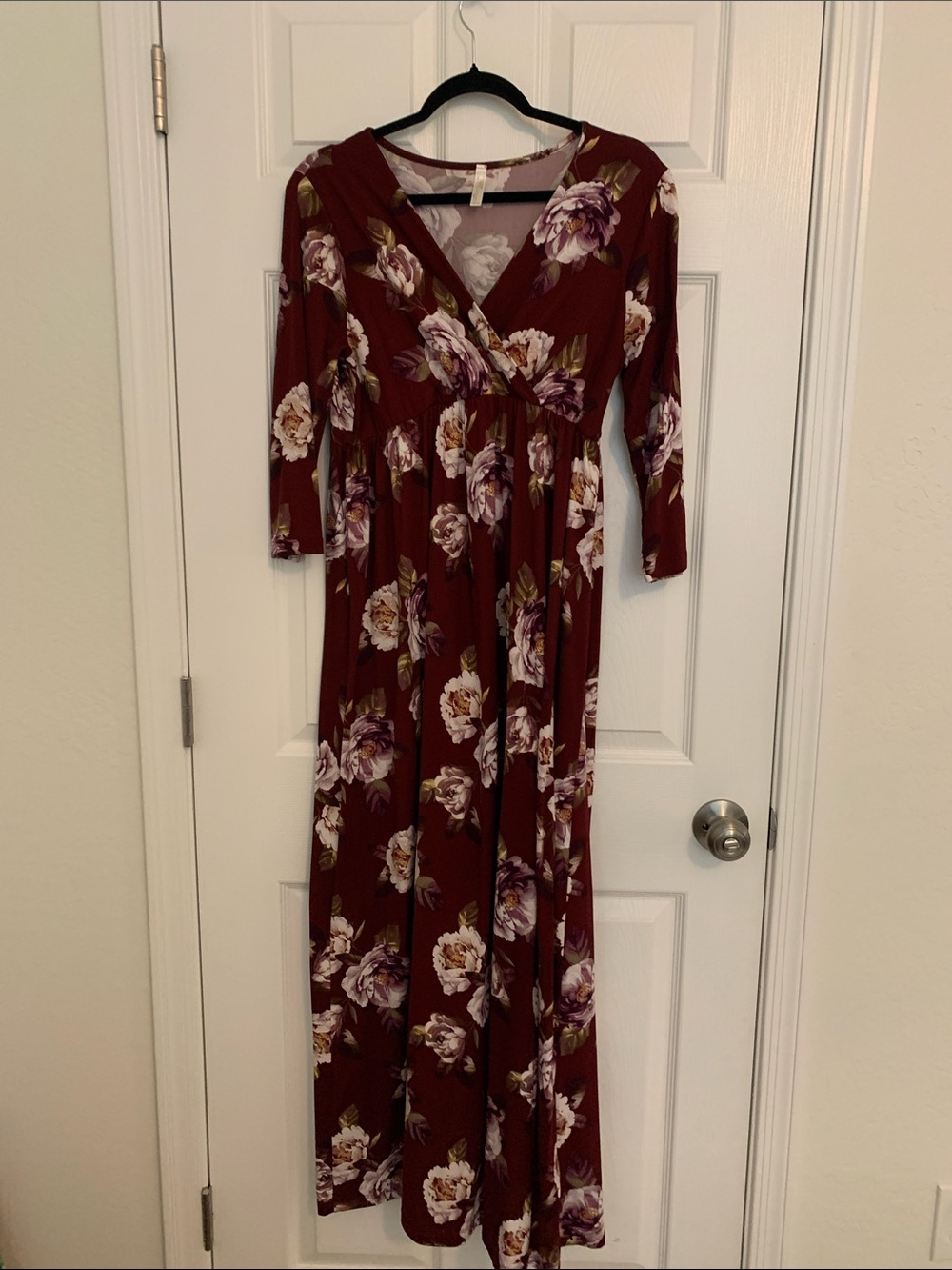 Motherhood Maternity Burgundy Floral Maxi Maternity Dress